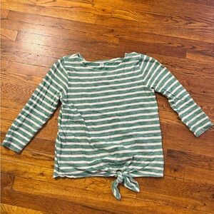 Old Navy Green and White Striped Long Sleeve Tee